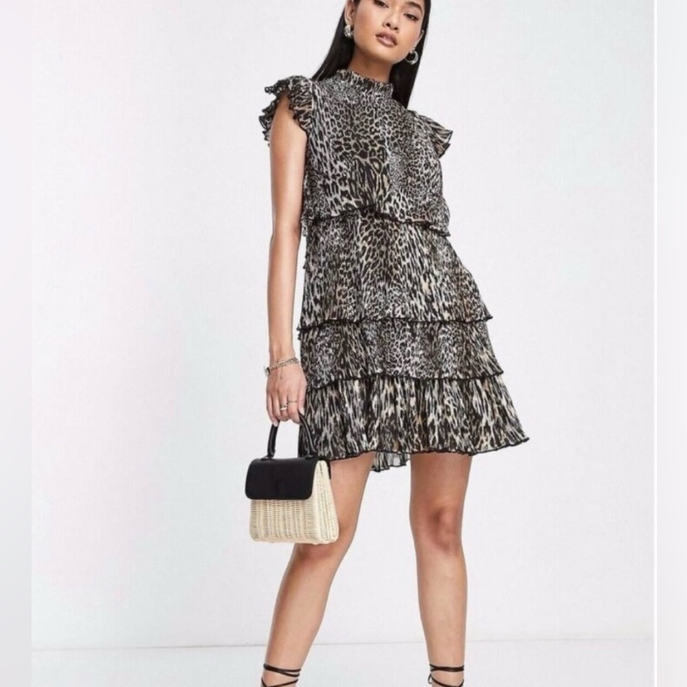 All Saints Animal Print Ruffle Dress